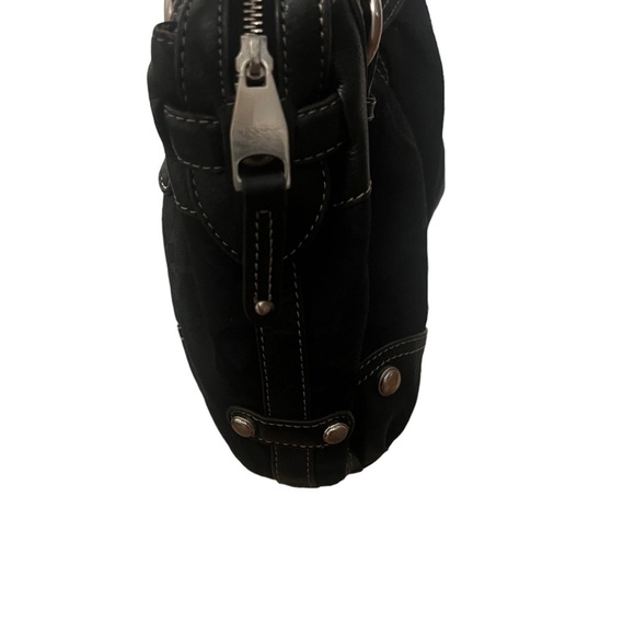 B. Makowsky Large Shoulder Bag Purse Shopper Black Leather Double Strap Zipper - Picture 7 of 14